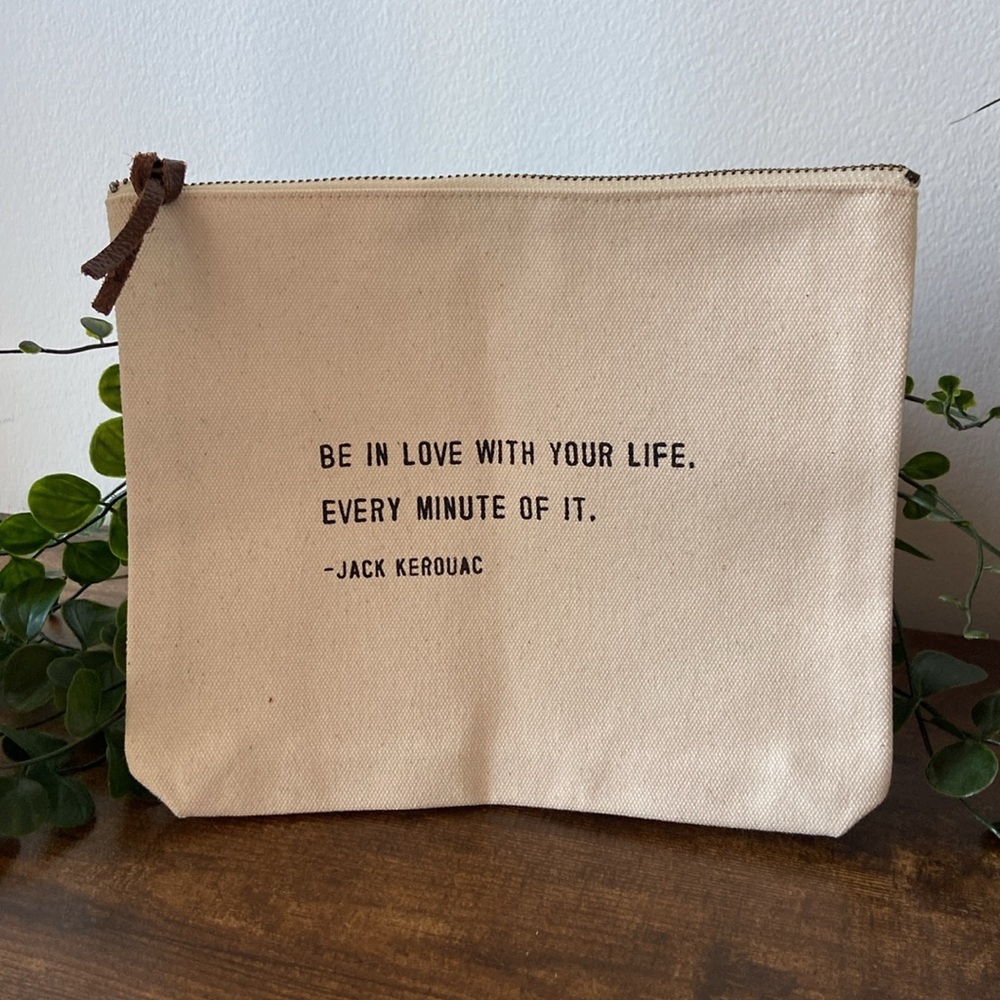 NWOT Canvas Pouch with Inspirational Quote - Picture 3 of 15